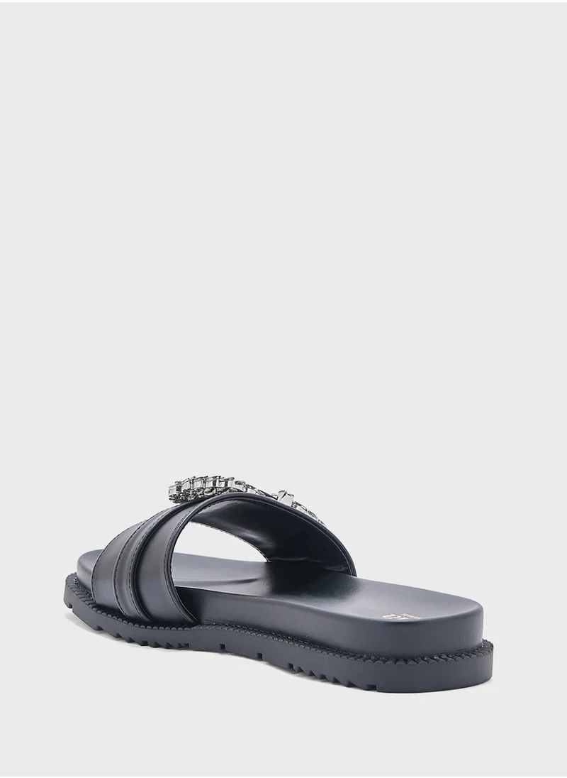 ELLA Embellished Trim  Flat Sandal