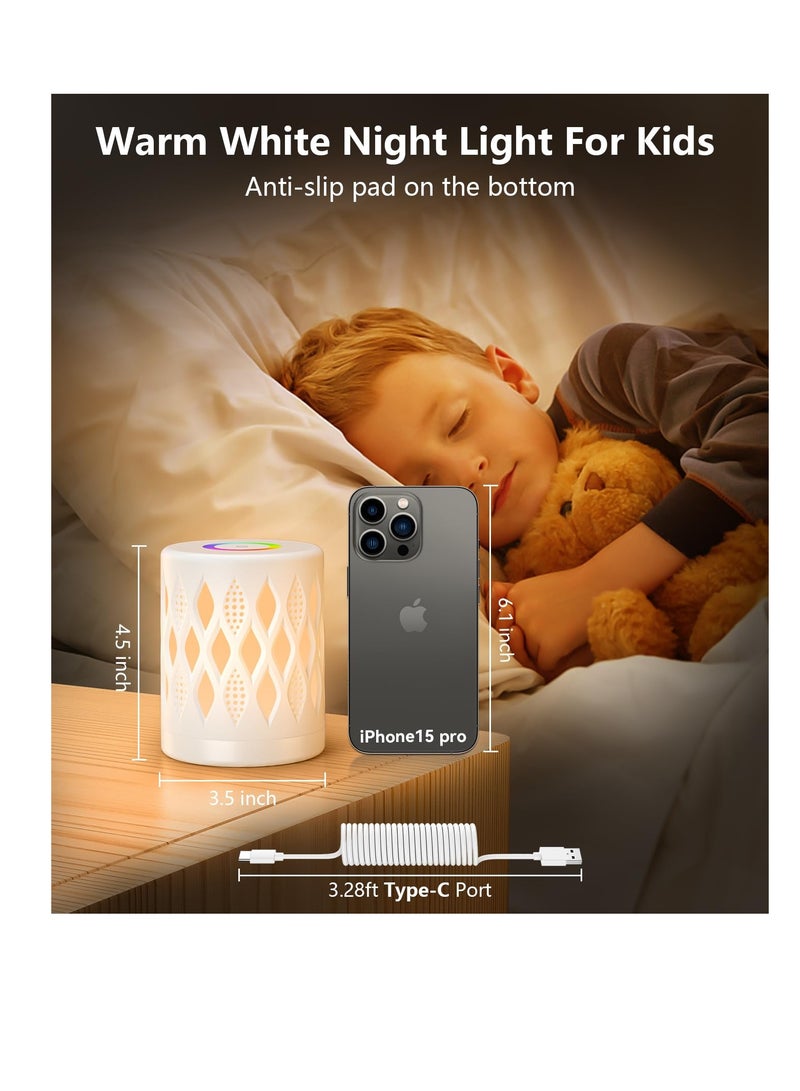 KASTWAVE Night Light for Kids and Adult, Stepless Dimming Warm White & RGB Color Changing Light, 3 Modes Portable LED Touch Bedside Lamp, Rechargeable Night Lamp for Bedroom, White - Image 2