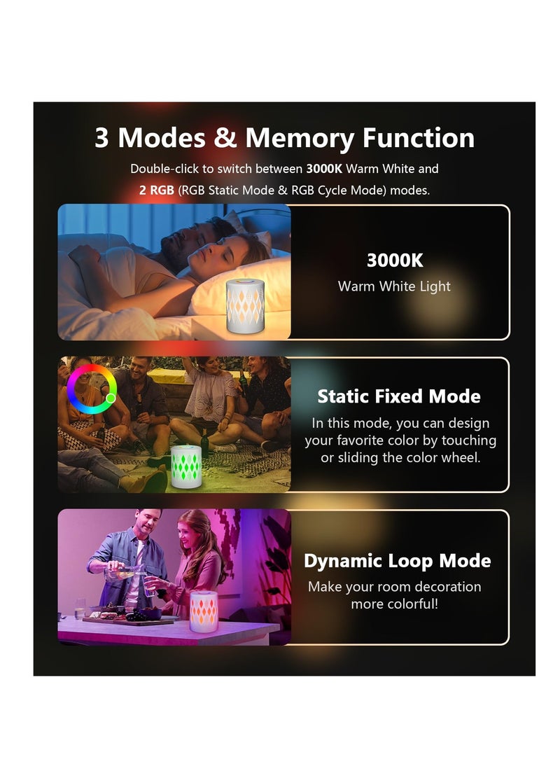KASTWAVE Night Light for Kids and Adult, Stepless Dimming Warm White & RGB Color Changing Light, 3 Modes Portable LED Touch Bedside Lamp, Rechargeable Night Lamp for Bedroom, White - Image 4