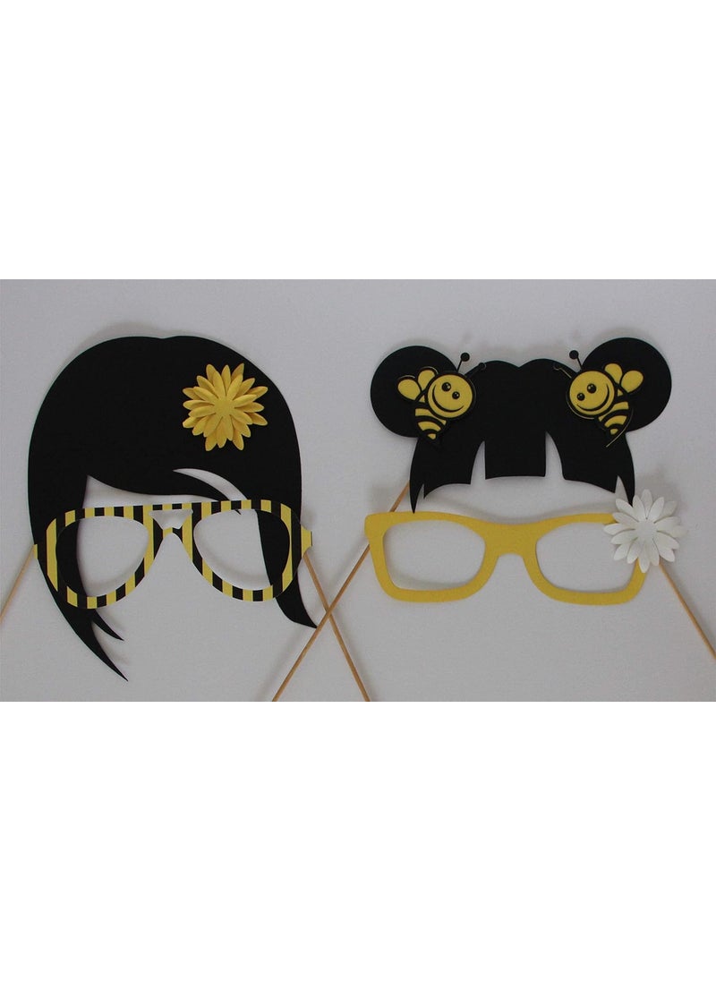 Pinfliers - Pinfliers Bumblebee Baby Shower Themed Party Paper Photo Booth Props, 14 Pieces, Yellow, White and Black - Image 1