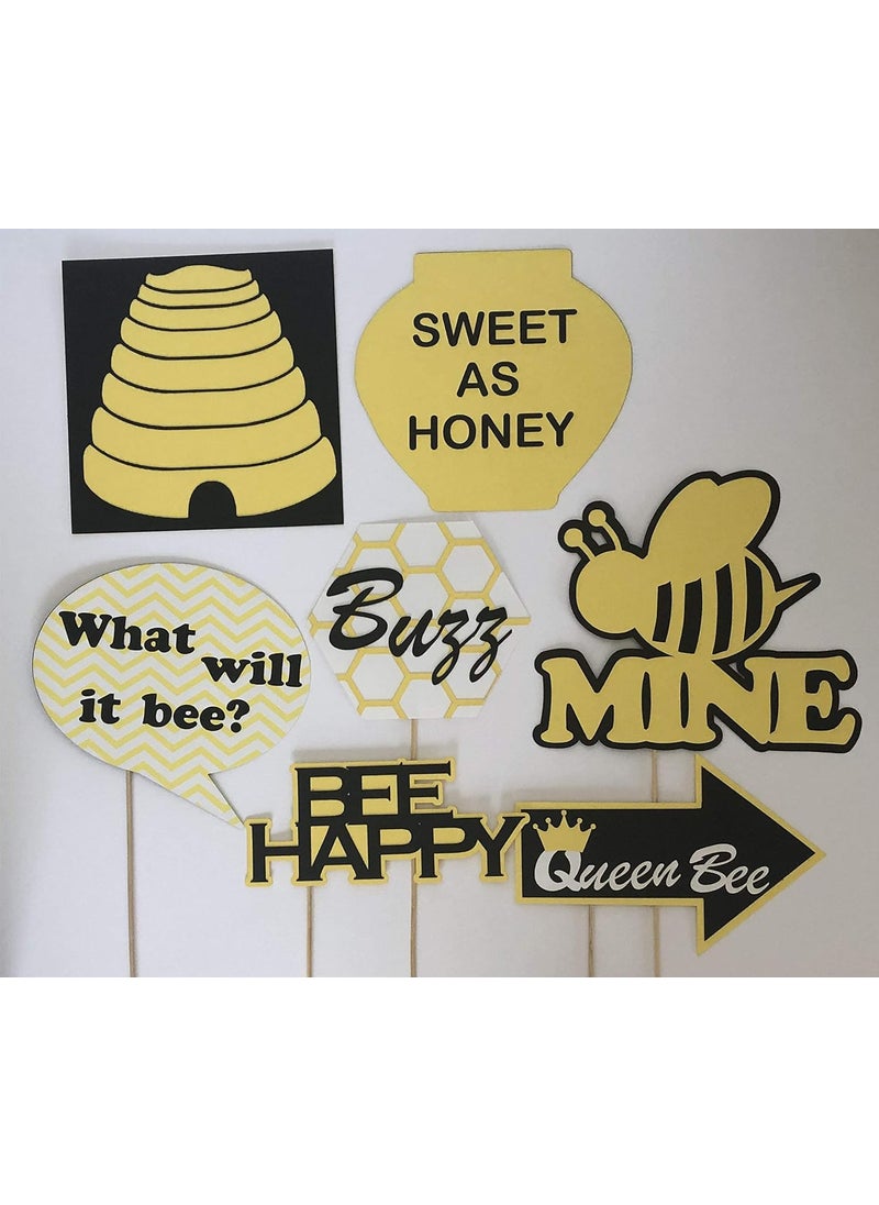 Pinfliers - Pinfliers Bumblebee Baby Shower Themed Party Paper Photo Booth Props, 14 Pieces, Yellow, White and Black - Image 1