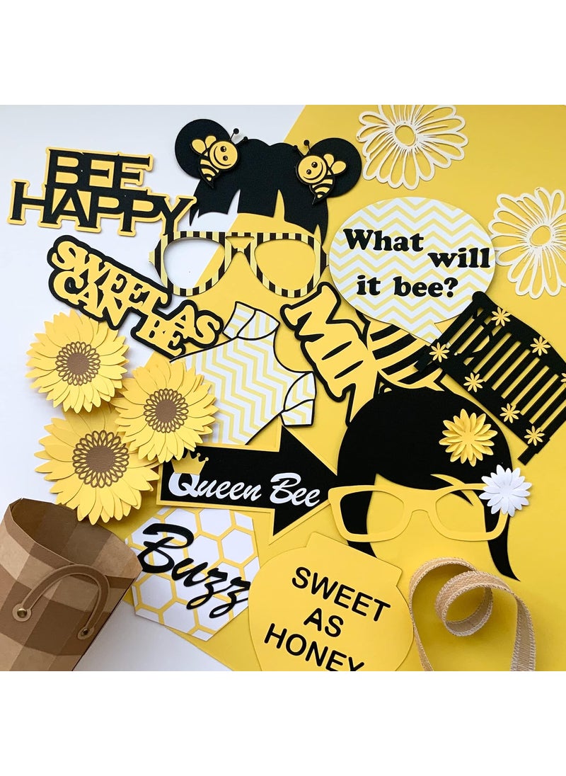 Pinfliers - Pinfliers Bumblebee Baby Shower Themed Party Paper Photo Booth Props, 14 Pieces, Yellow, White and Black - Image 1