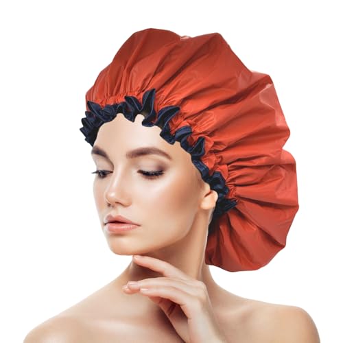 ELEBOX Premium Collection Super Jumbo Shower Cap for Braids Double-Layer Satin Waterproof Reusable Bonnet Sleep Cap - Image 1