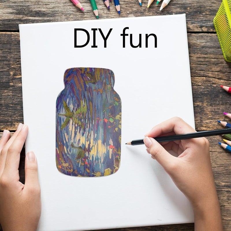 Zerodeko 24pcs Mason Jar Shaped Wood Slices for Crafts Unfinished Wooden Sign Blanks DIY Painting Decor for Home Crafting and Woodworking Projects - Image 5