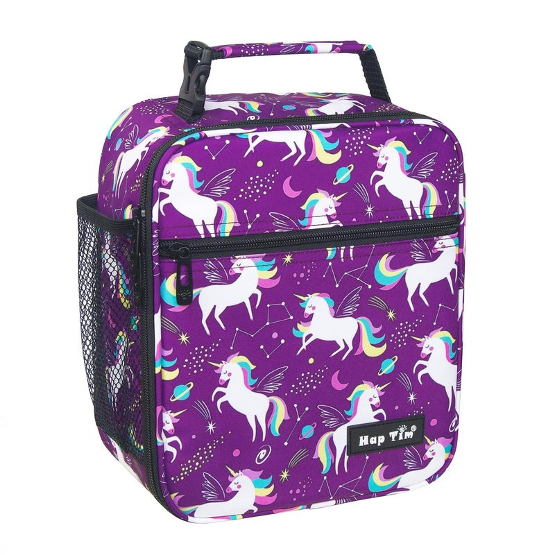 Hap Tim Kids Lunch Box for Girls Boys Reusable Lunch Bag for Kids Spacious Lunchbox Insulated Lunchbag Purple Unicorn18654PP