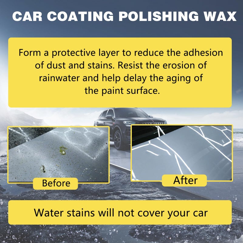 EOIRULA 2Pcs Titanium Ceramic Wax Cream  Strong Protection Car Coating Polishing Wax  Auto Car Scratch Repair Remover Paste  Polish Vehicle Paint Care  Lasting Protection Mild Formula Polish With Sponge - Image 3