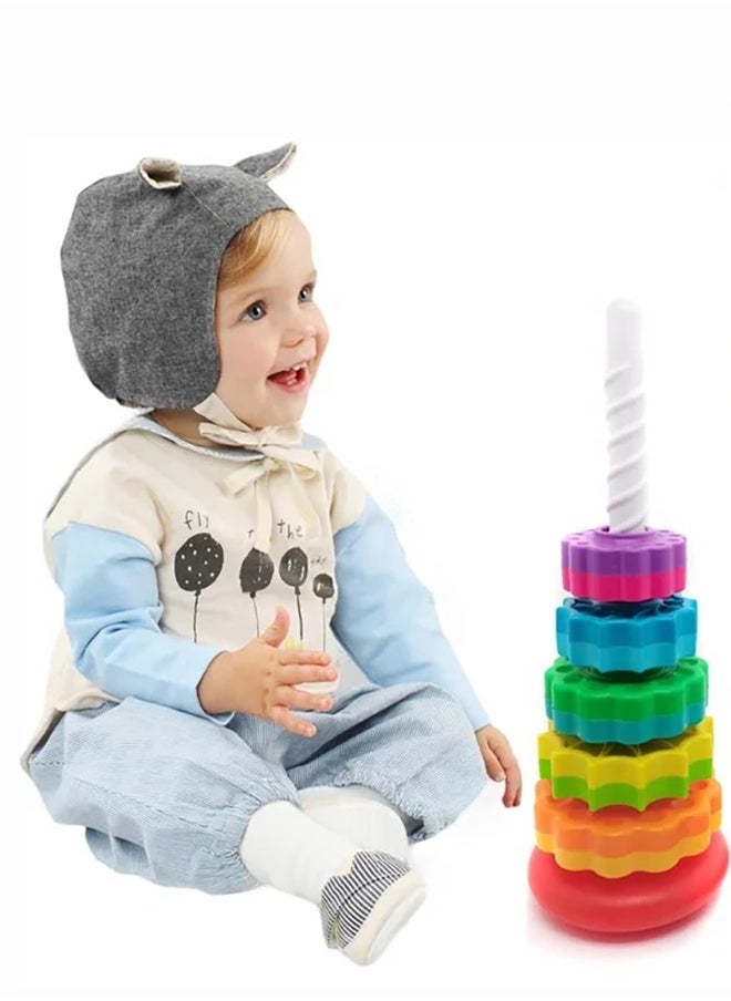 Slant Colorful stacking and spinning toy for toddlers and babies  - Image 1