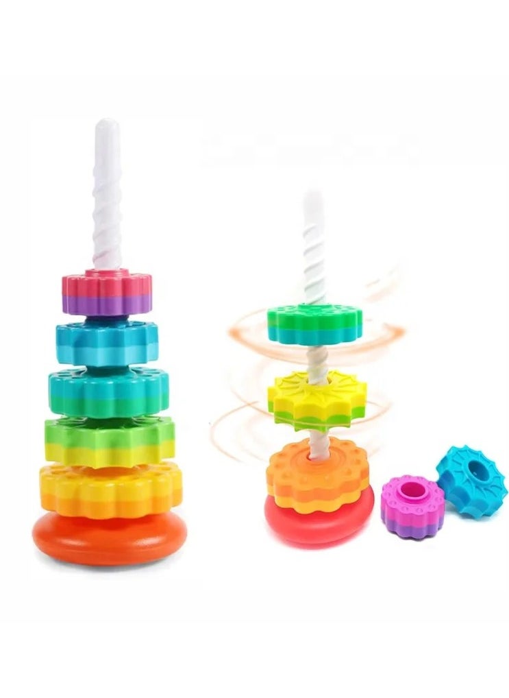Slant Colorful stacking and spinning toy for toddlers and babies  - Image 2