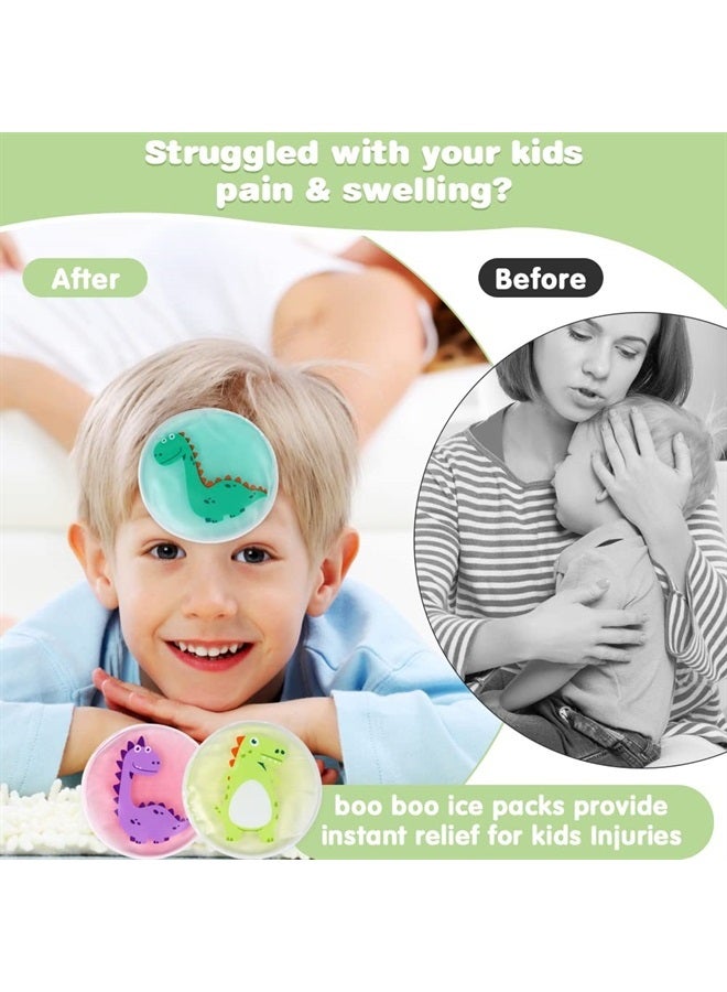 Hilph حزم ثلج للأطفال للإصابات، حزمة ثلج ديناصور قابلة لإعادة الاستخدام للأطفال، حزم هلام ساخن وبارد للإصابات، تخفيف الألم، الكدمات والجروح (3 حزم) - Image 3