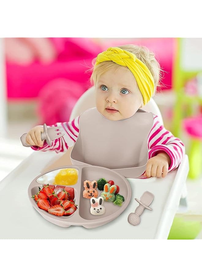 U-HOOME - Silicone Baby Feeding Set Baby Led Weaning Supplies Set With Suction Bowl Divided Plate Toddler - Image 1