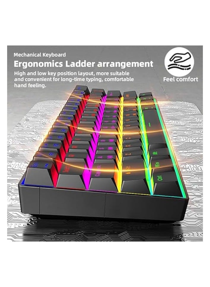 بروماس لوحة مفاتيح ميكانيكية بلوتوث لاسلكية ثلاثية الوضع (2.4G/Bluetooth/USB-C)، دعم متعدد المنصات (Windows/Mac/Linux/Tablet)، لوحة مفاتيح ألعاب قابلة لإعادة الشحن ذات 61 مفتاحًا بإضاءة خلفية RGB باللون البني - Image 5