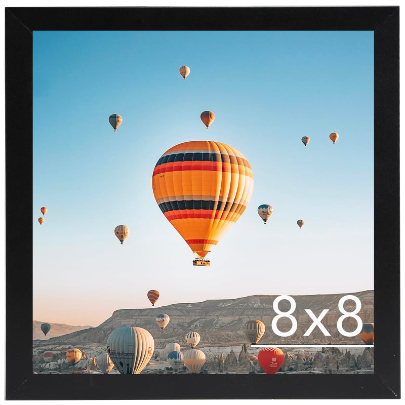 JCJMY 8x8 Picture Frame Black for Wall Hanging or Tabletop, Wall Mounting Horizontally or Vertically, 8 x 8 Square Wall Gallery Poster Photo Frame with Shatter Resistant Plexiglass, Black - Image 1
