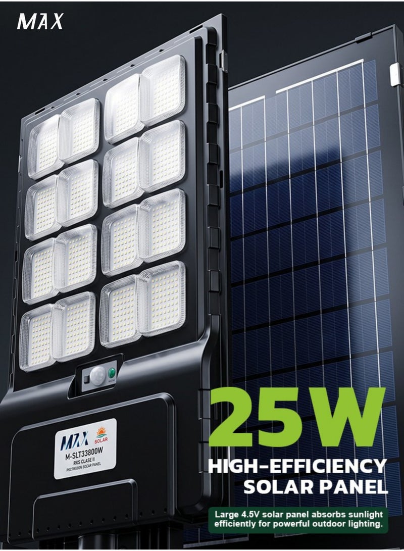 Max 2000W Solar Street Light with SMD LED, 4.5V 25W Solar Panel, 3.2V 25Ah Li-ion Battery, Remote & Optical Sensor Control, Outdoor Solar Lamp for Garden Yard Pathway Park - Image 3