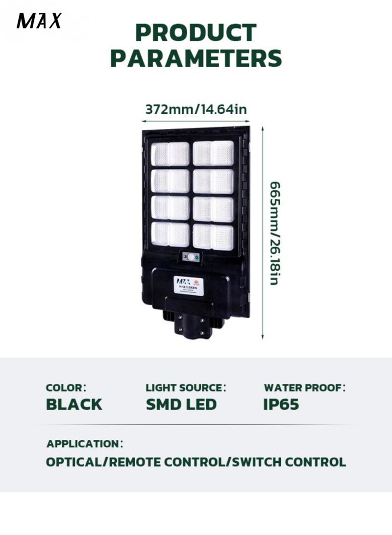 Max 2000W Solar Street Light with SMD LED, 4.5V 25W Solar Panel, 3.2V 25Ah Li-ion Battery, Remote & Optical Sensor Control, Outdoor Solar Lamp for Garden Yard Pathway Park - Image 2