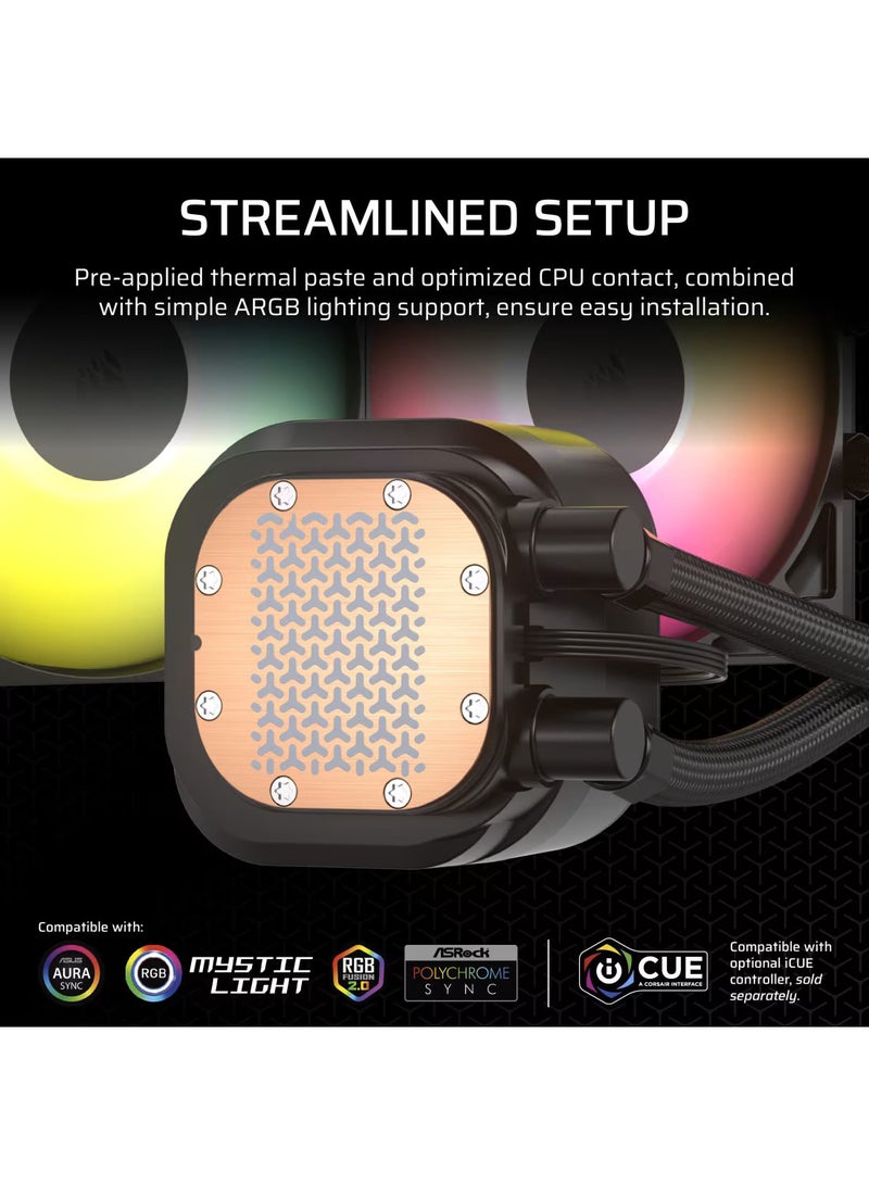 CORSAIR Nautilus 240 RS ARGB Liquid CPU Cooler, 240mm Radiator, Dual 120mm ARGB Fans, Efficient Cooling, High Performance, Quiet Operation, Advanced Pump Design, Easy Installation, Universal Socket Compatibility (Intel & AMD), CW-9060092-WW Black - Image 3