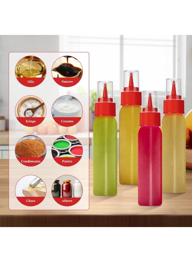 رونونز RONRONS 10 قطع 4 أونصة زجاجات بلاستيكية للضغط، زجاجة كتابة زينة الكوكيز بغطاء أحمر، زجاجة صلصة مع غطاء قابل للضغط، زجاجات توابل للرش للكاتشب وزيت الخردل والطعام DIY وتزيين الآيس كريم - Image 5