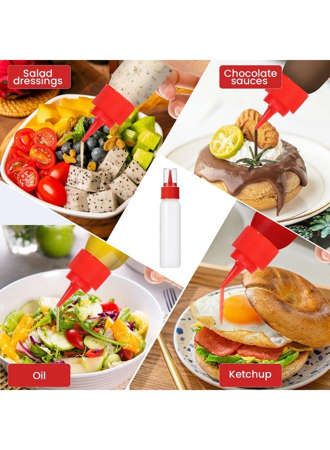 رونونز RONRONS 10 قطع 4 أونصة زجاجات بلاستيكية للضغط، زجاجة كتابة زينة الكوكيز بغطاء أحمر، زجاجة صلصة مع غطاء قابل للضغط، زجاجات توابل للرش للكاتشب وزيت الخردل والطعام DIY وتزيين الآيس كريم - Image 4