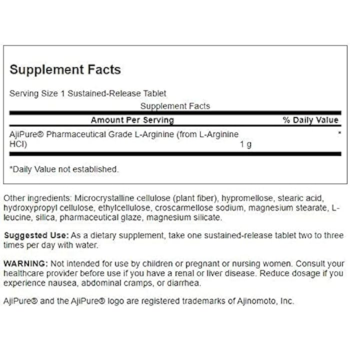 Swanson L-ARGININE Sustained Release AJI 1000Mg 90T - Image 2