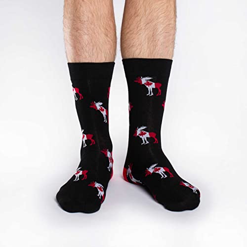 Good Luck Sock Men's Canada Moose Crew Socks,Large (Shoe size 7-12),Black - Image 2