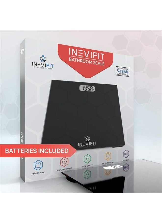 INEVIFIT - INEVIFIT Bathroom Scale, Highly Accurate Digital Bathroom Body Scale, Measures Weight up to 400 lbs. Includes Batteries - Image 1