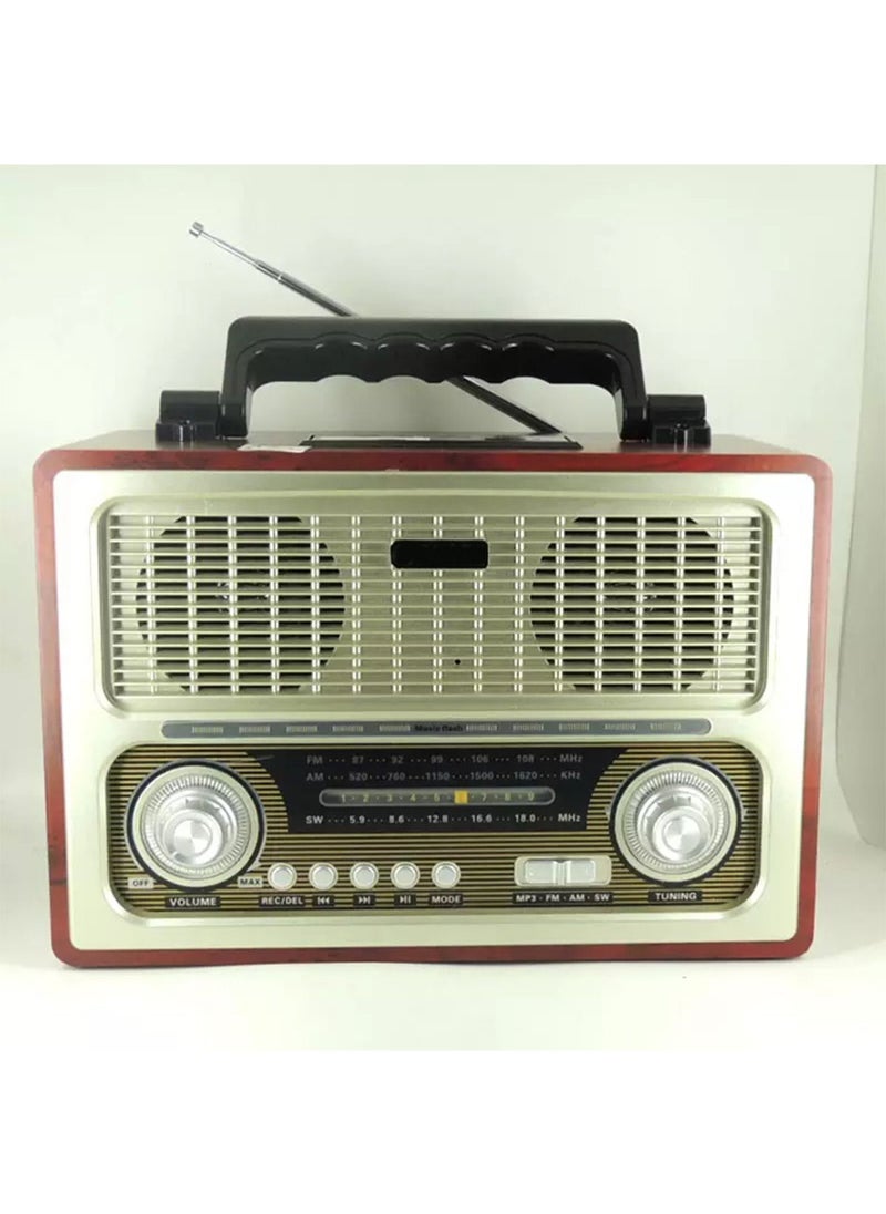 LIMOS MD-1800 Portable Vintage Shortwave Radio with Bluetooth Speaker Rechargeable Battery 
