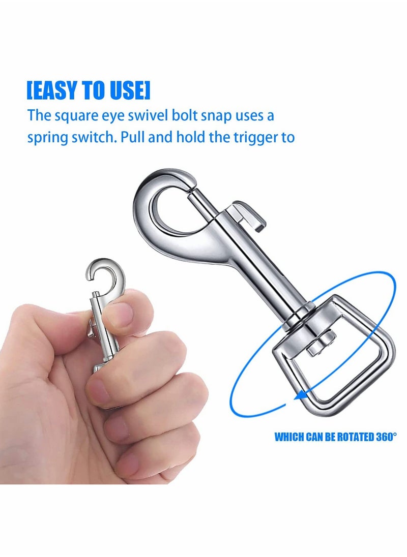 KASTWAVE - 10 Pcs Dog Leash With Hook Buckle 360° Swivel Snap Hooks Square Eye Swivel Bolt Snap Heavy Duty Trigger Hooks Clips Stainless Steel Clips Clasp Suitable for connecting pet collars and keychains - Image 1