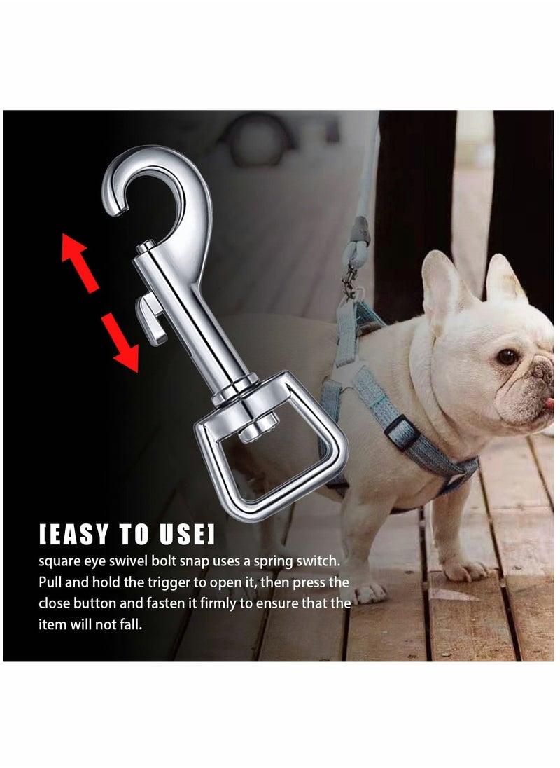 KASTWAVE - 10 Pcs Dog Leash With Hook Buckle 360° Swivel Snap Hooks Square Eye Swivel Bolt Snap Heavy Duty Trigger Hooks Clips Stainless Steel Clips Clasp Suitable for connecting pet collars and keychains - Image 1
