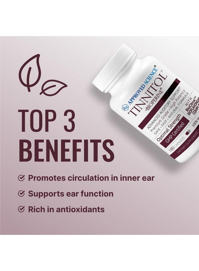 Approved Science Approved Science Tinnitol - Tinnitus Support Supplement - Ease Ringing in The Ears - Boost Inner Ear Health - 1 Bottle - 3 Month Supply - Made in The USA  - Image 3