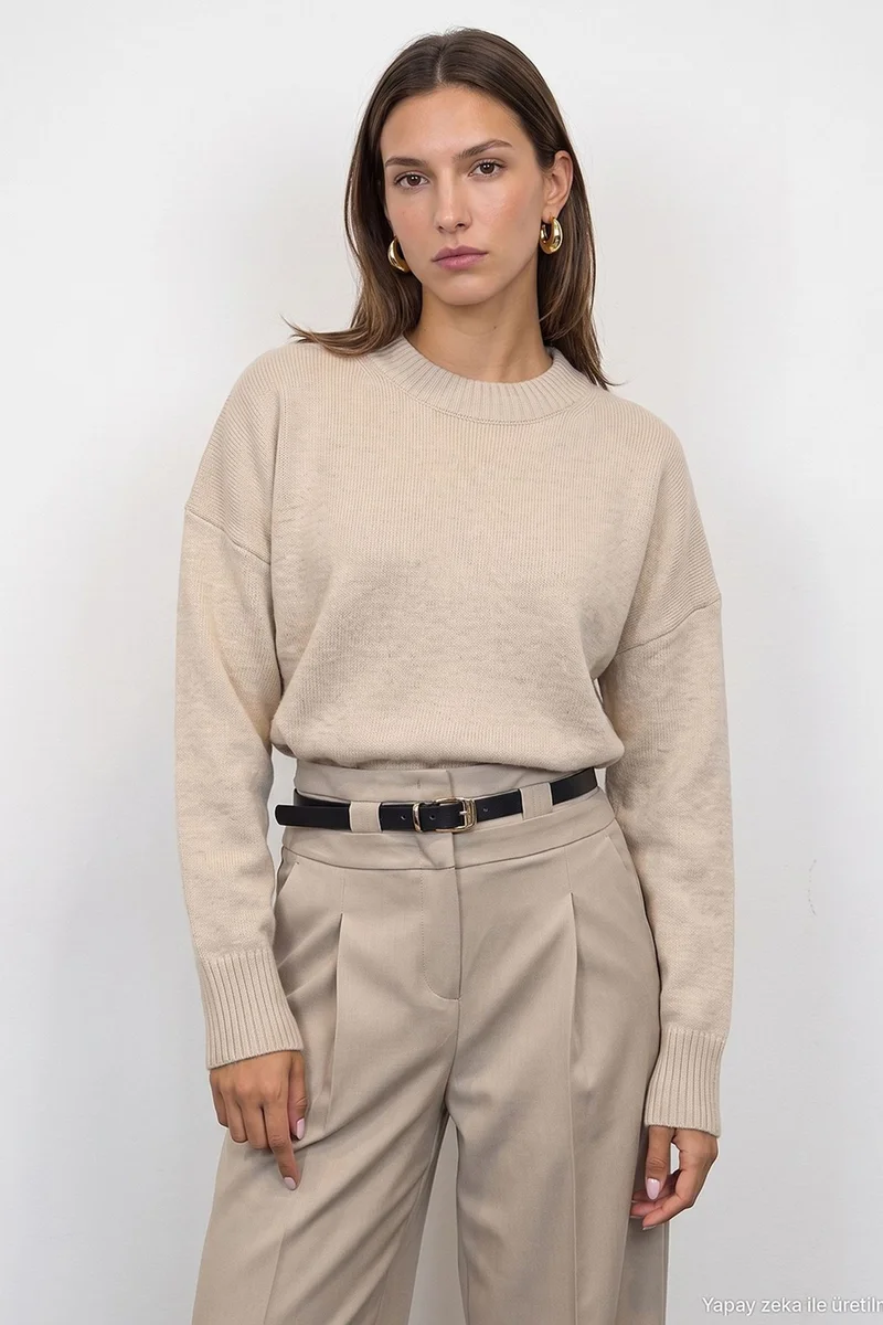 Dilvin Beige Natural DILVIN Women's Knit Sweater for Women | Best Price UAE