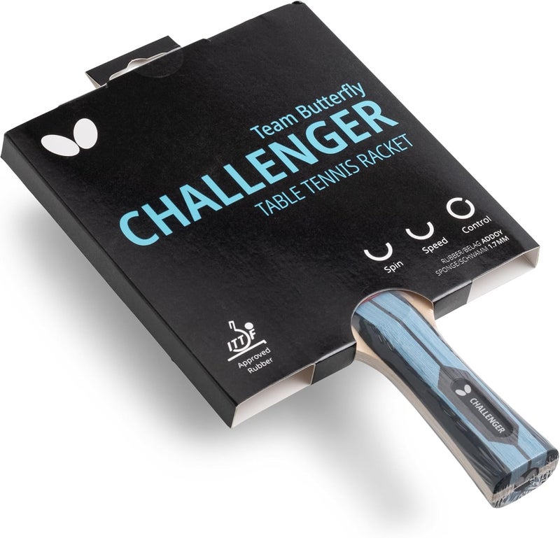 Butterfly Team Challenger Table Tennis Bat, Professional Table Tennis Bat for Beginners and Advanced Players, ITTF Approval for Competitions, Black, Ice Blue, Concave - Image 4