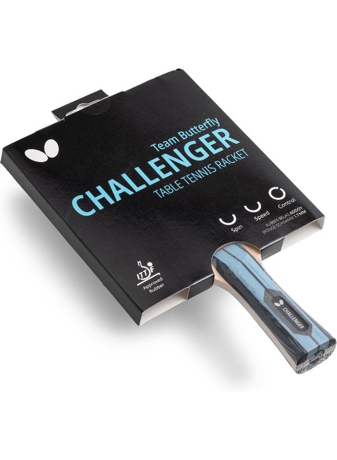 Butterfly Team Challenger Table Tennis Bat, Professional Table Tennis Bat for Beginners and Advanced Players, ITTF Approval for Competitions, Black, Ice Blue, Concave - Image 4