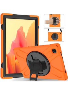 Case Cover For Samsung Galaxy Tab A7 10.4 2020 T500 / T505 Shockproof Colorful Silicone + PC Protective Case with Holder & Shoulder Strap & Hand Strap Orange