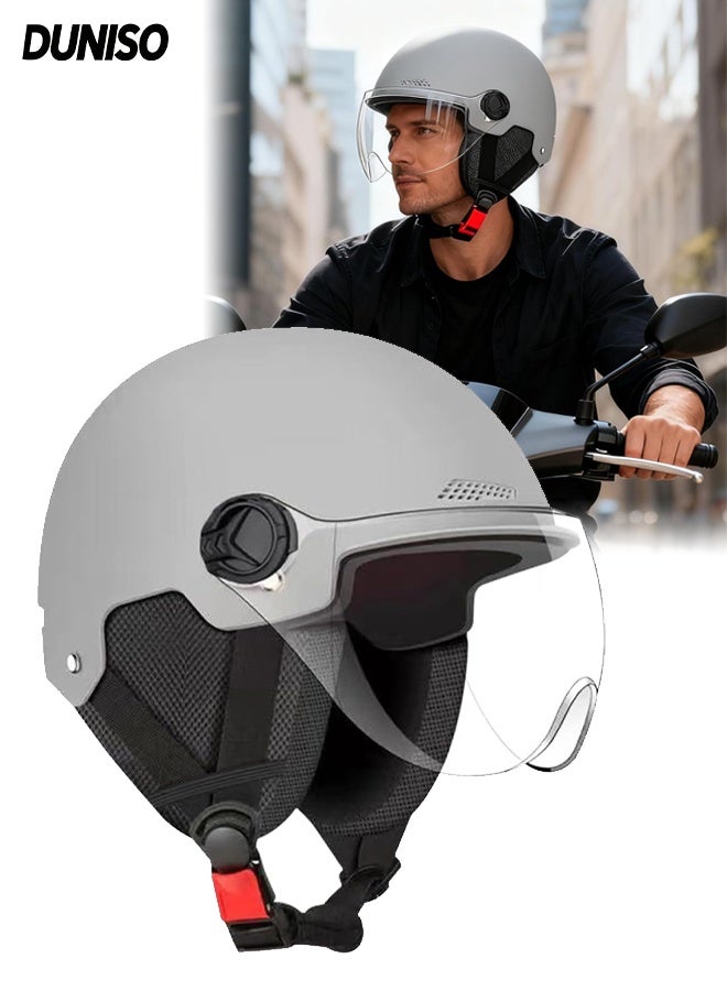 DUNISO Helmet for Electric Bike,Electric Scooter Helmet,Highly Protective Shock Absorbing Half Scooter Helmets,with Ear Protection,Drop Resistant,Adjustable Head Circumference,for Scooters,Mopeds,Mountain Bikes,Road Bikes - Image 1