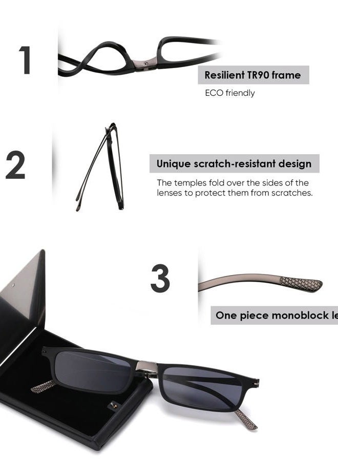 SKYOAK Unbreakable Evolved Folding Reading Glasses For Women Men Blue Light Blocking Anti UV Eyestrain Foldable Portable Compact Readers with Flat Hard Case Pocket Computer glasses 1.5 BLACK - Image 3