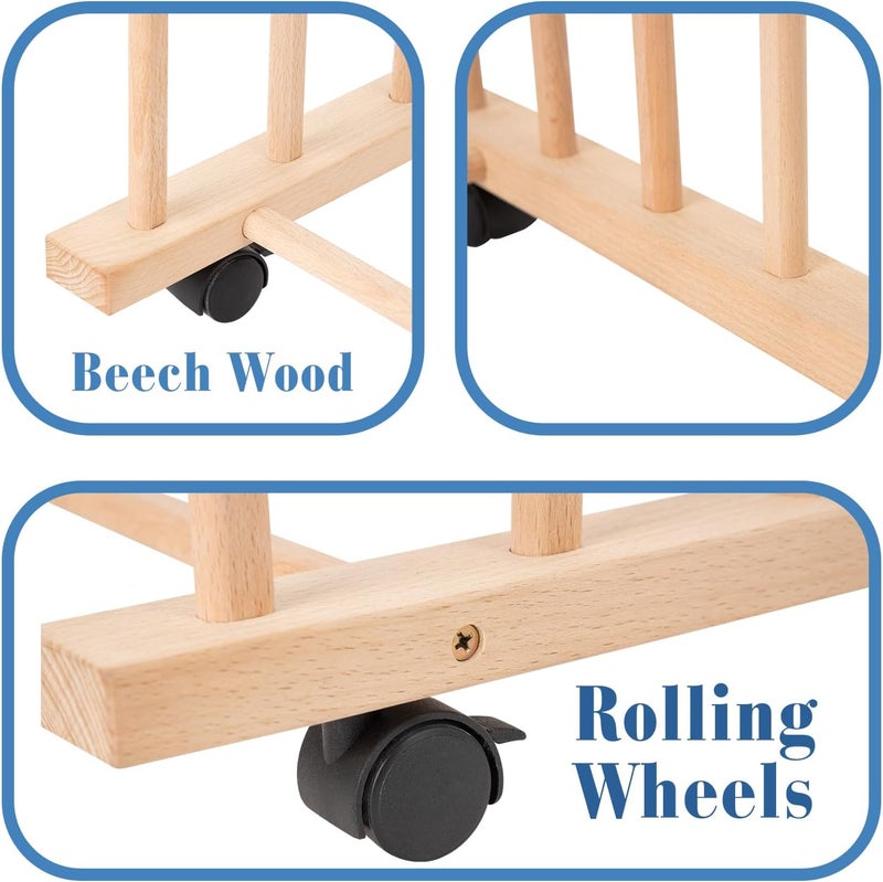 Somime Large Art Storage Rack with Four Caster Wheels - Wooden Canvas Storage Stand Can Well Hold Up to 60" Drawing Boards, Prints, Panels, Paintings, and Artworks Display - Image 4