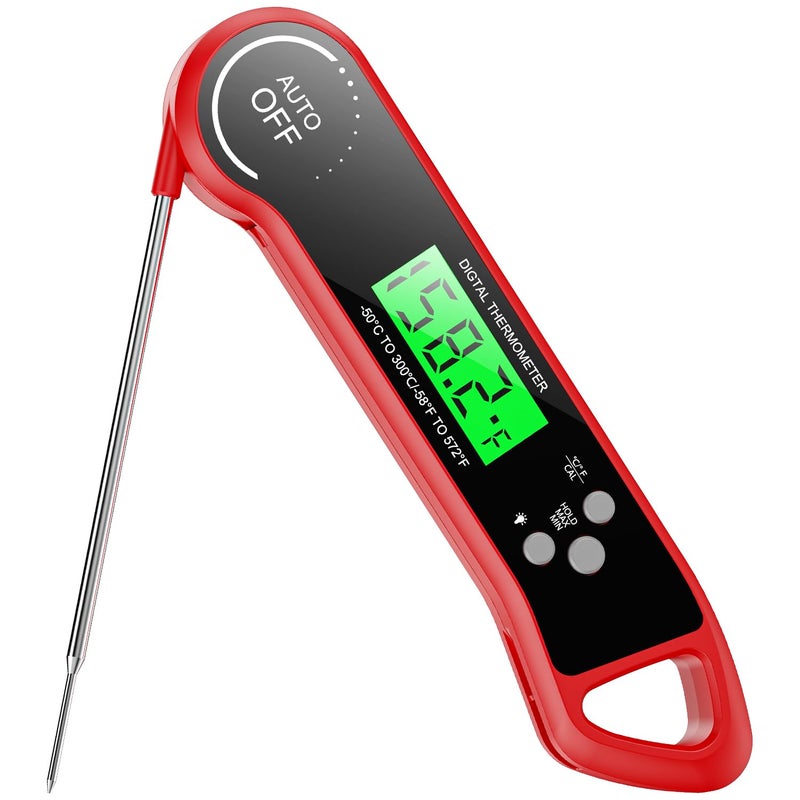 SILVLF Meat Thermometer Digital, Instant Read Thermometer with Backlight, Calibration & Hold Function, Waterproof Food Thermometer for Kitchen and Outside, BBQ,Turkey, Candy, Liquids, Beef (red) - Image 1