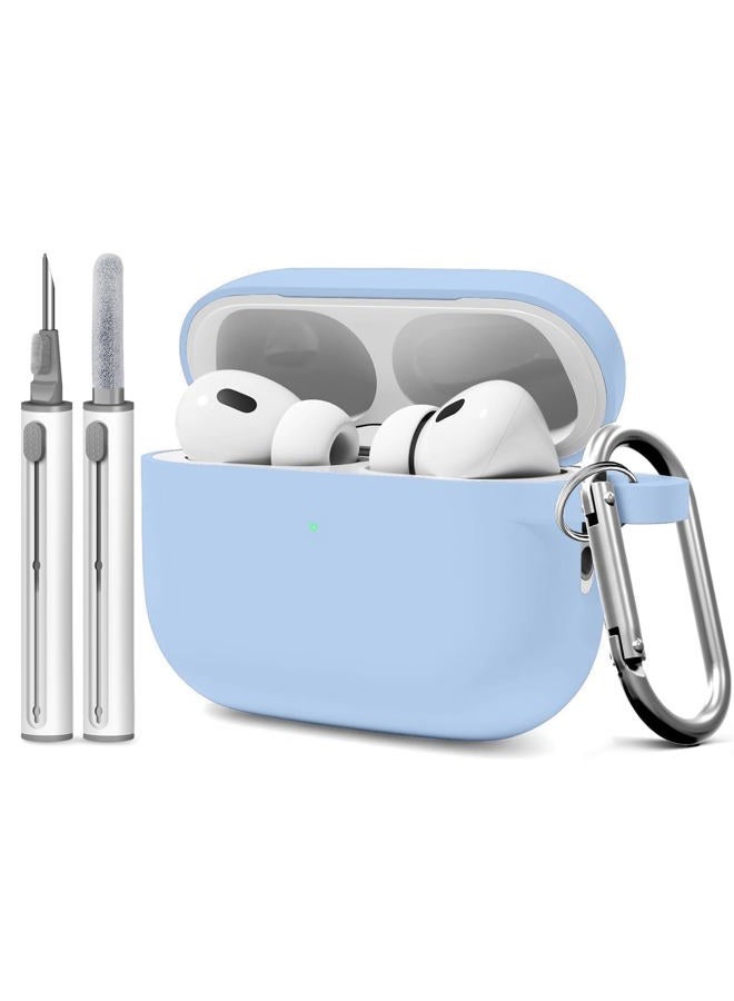 Woyinger Compatible with AirPod Pro 3 Case Cover with Cleaner Kit, Soft Silicone Cover for AirPods Pro 3rd Generation Comes with Keychain for Women Men,Suitable for 3rd Generation Case, Sky Blue - Image 1