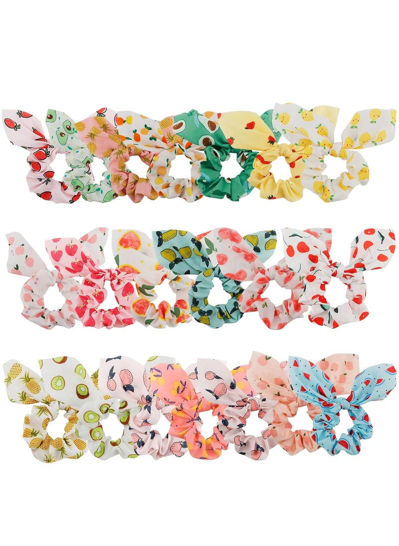 ACO-UINT - 20 Pack Scrunchies for Thick Hair: Cute Ribbon Hair Ties with Fruit Bows for Girls and Women, Ponytail Holders Hair Accessories - Image 1