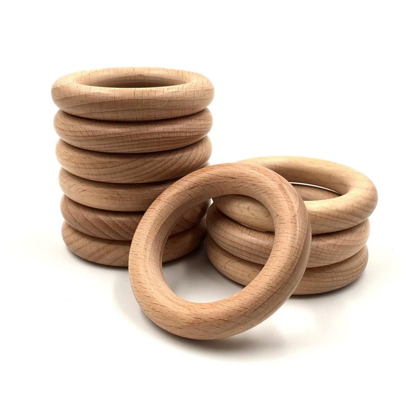 HEOCAKR Wood Rings 10 Pcs Unfinished 7cm Solid Natural Beech Wooden Rings Circles Without Paint for Craft Connectors Jewelry Making