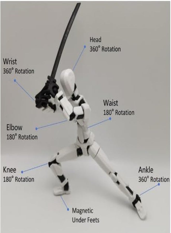 ENZAMOL White Dummy 13 Action Figure Toys Robot Pet Toys for Men 3D Printed Products DIY Assembly Dummy 13 Action Figures Articulated Joints Robot t13 Action Figure for Desktop t 13 Mini Figures - Image 3