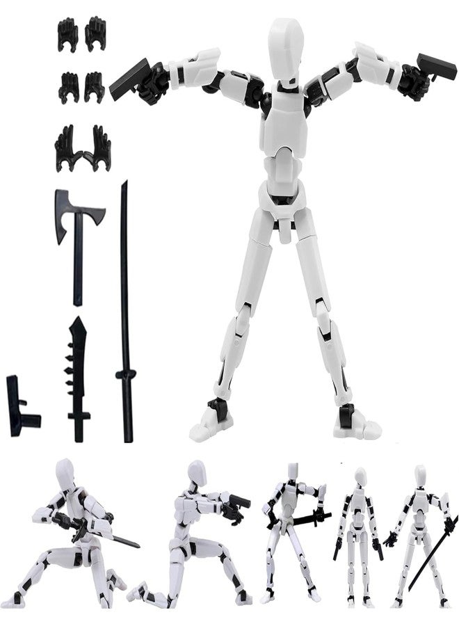 ENZAMOL White Dummy 13 Action Figure Toys Robot Pet Toys for Men 3D Printed Products DIY Assembly Dummy 13 Action Figures Articulated Joints Robot t13 Action Figure for Desktop t 13 Mini Figures - Image 1