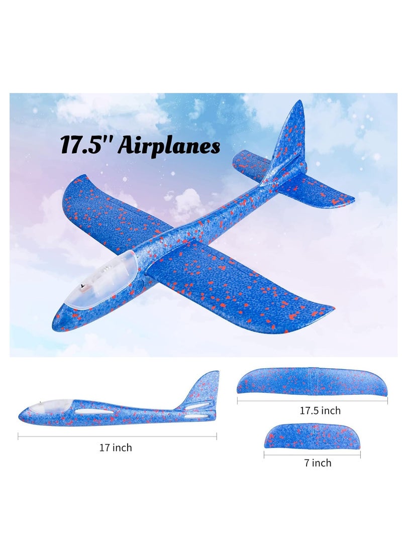 ARGT طائرة LED للأطفال - 4 عبوات - طائرات جلايدر كبيرة من الفوم بحجم 17.5 بوصة للأطفال، 2 وضع طيران، لعبة رياضية خارجية، طائرة قابلة للرمي للأولاد والبنات، مادة EPP آمنة، أضواء LED ليلية، هدايا عيد ميلاد - Image 2