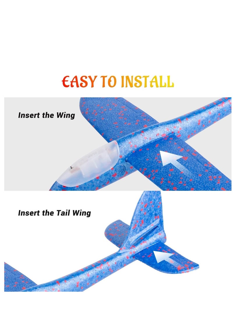 ARGT طائرة LED للأطفال - 4 عبوات - طائرات جلايدر كبيرة من الفوم بحجم 17.5 بوصة للأطفال، 2 وضع طيران، لعبة رياضية خارجية، طائرة قابلة للرمي للأولاد والبنات، مادة EPP آمنة، أضواء LED ليلية، هدايا عيد ميلاد - Image 3