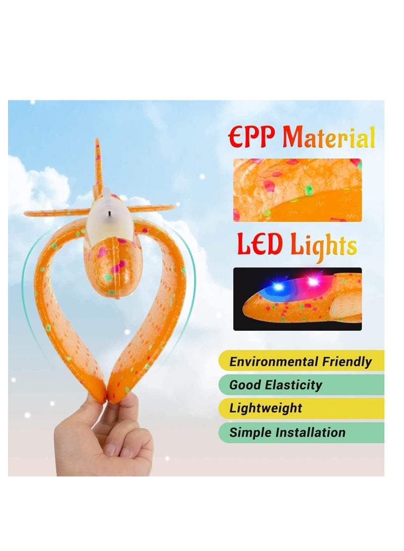 ARGT طائرة LED للأطفال - 4 عبوات - طائرات جلايدر كبيرة من الفوم بحجم 17.5 بوصة للأطفال، 2 وضع طيران، لعبة رياضية خارجية، طائرة قابلة للرمي للأولاد والبنات، مادة EPP آمنة، أضواء LED ليلية، هدايا عيد ميلاد - Image 4
