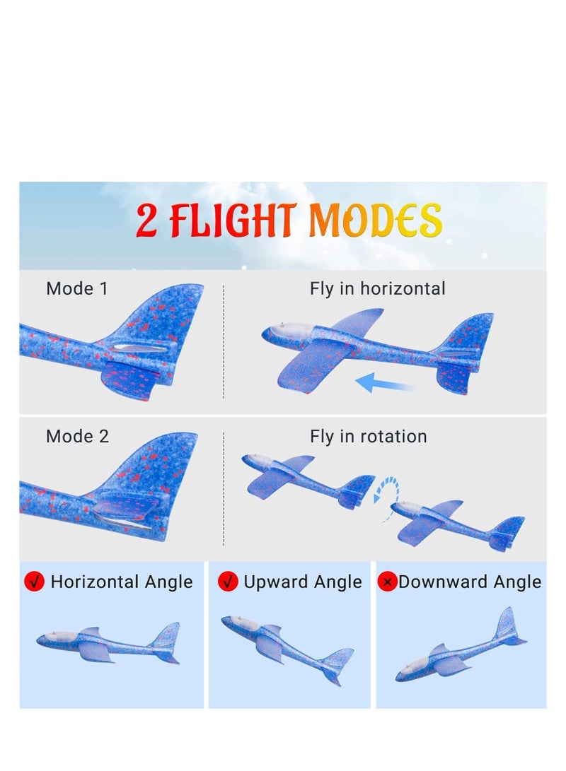 ARGT طائرة LED للأطفال - 4 عبوات - طائرات جلايدر كبيرة من الفوم بحجم 17.5 بوصة للأطفال، 2 وضع طيران، لعبة رياضية خارجية، طائرة قابلة للرمي للأولاد والبنات، مادة EPP آمنة، أضواء LED ليلية، هدايا عيد ميلاد - Image 5