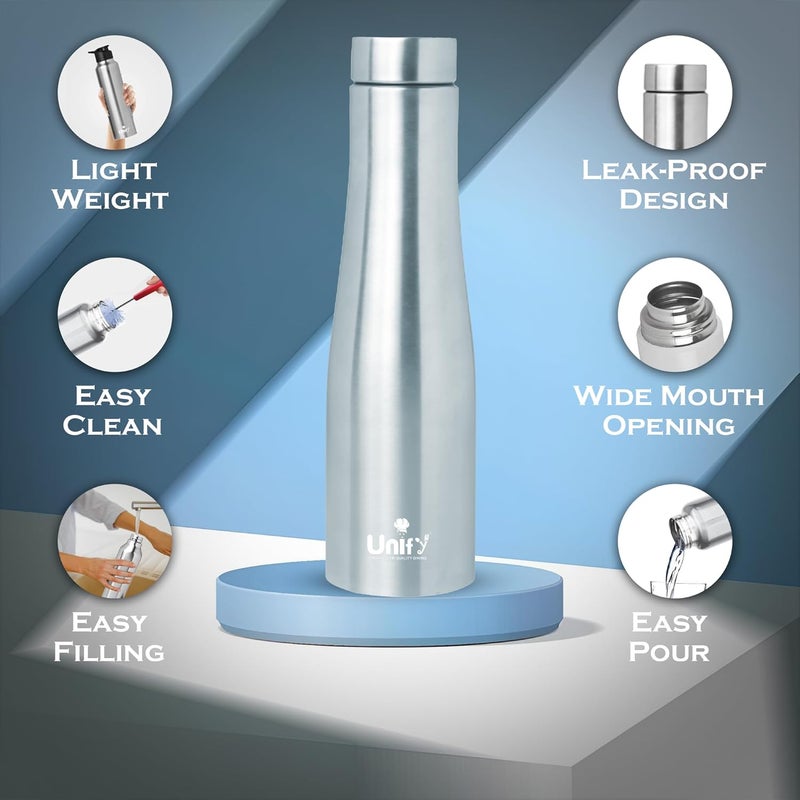 Unify Stainless Steel Water Bottle 1 Litre for Fridge, School, Office, Gym, Travel | Leak Proof, Rust Free & BPA Free | Easy to Carry Bottle for Girls, Boys, Kids & Adults (Jupiter, Set of 1, 1000 ml) - Image 5