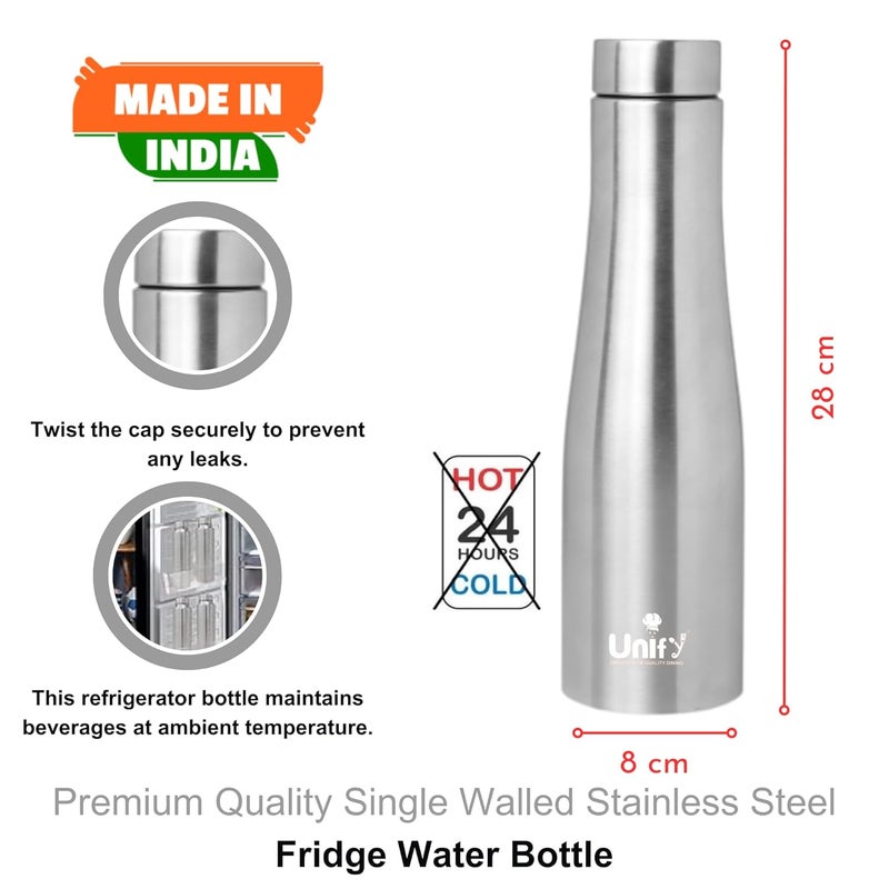 Unify Stainless Steel Water Bottle 1 Litre for Fridge, School, Office, Gym, Travel | Leak Proof, Rust Free & BPA Free | Easy to Carry Bottle for Girls, Boys, Kids & Adults (Jupiter, Set of 1, 1000 ml) - Image 2