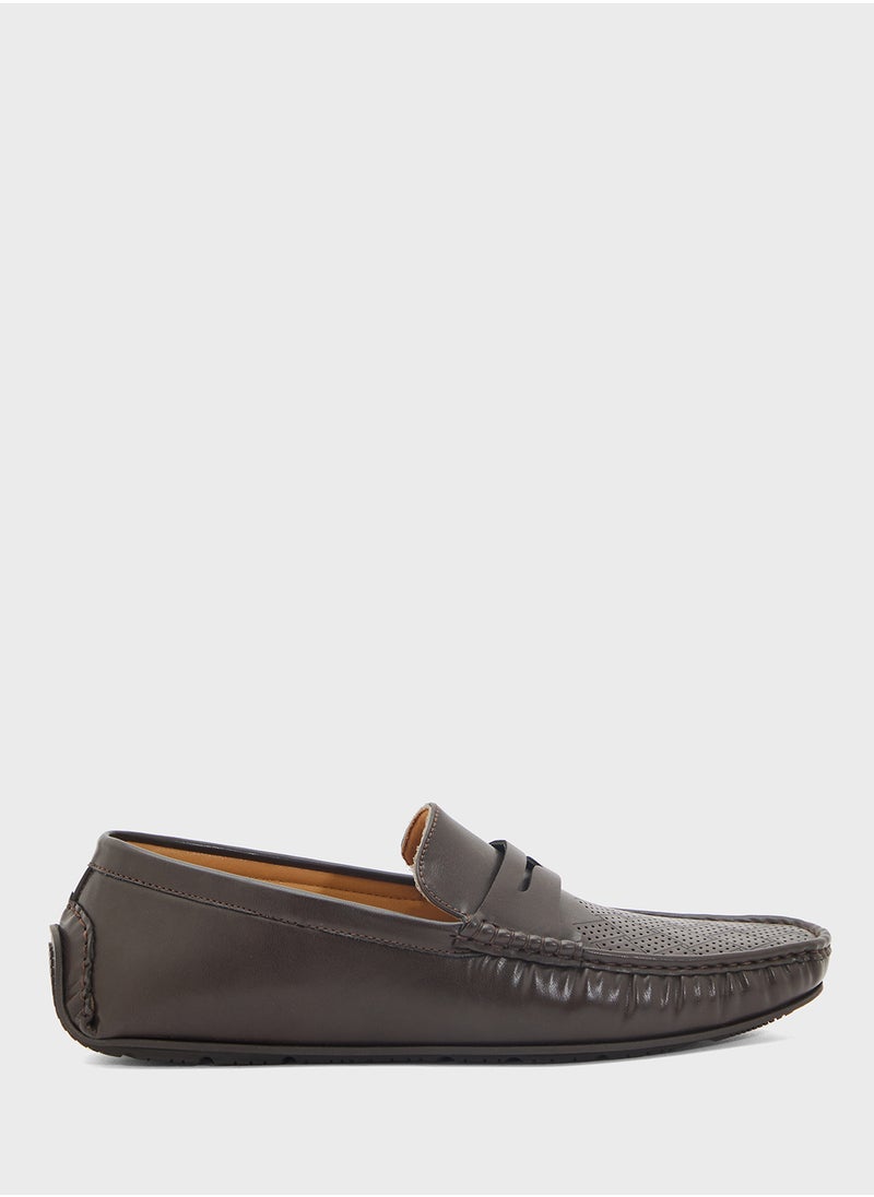 Robert Wood Perforation Detail Casual Loafers  - Image 1
