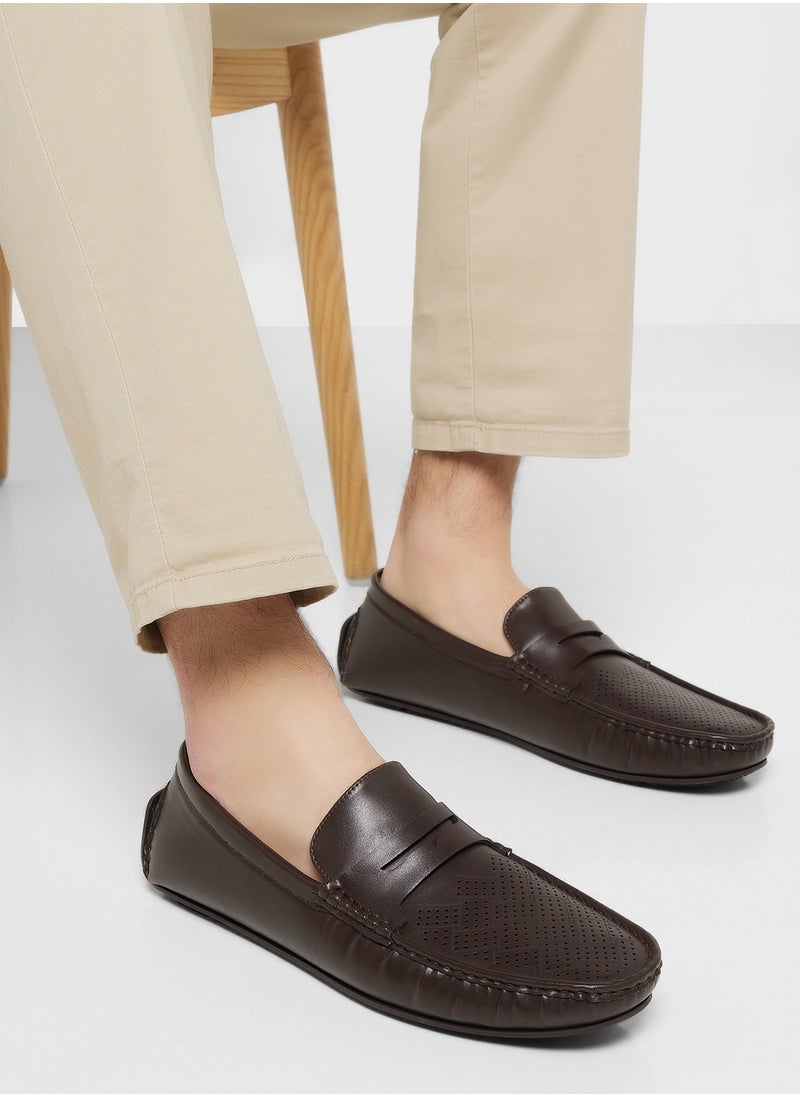 Robert Wood Perforation Detail Casual Loafers  - Image 5