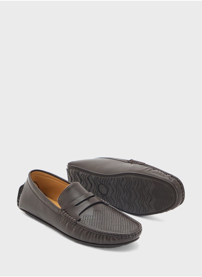 Robert Wood Perforation Detail Casual Loafers  - Image 3